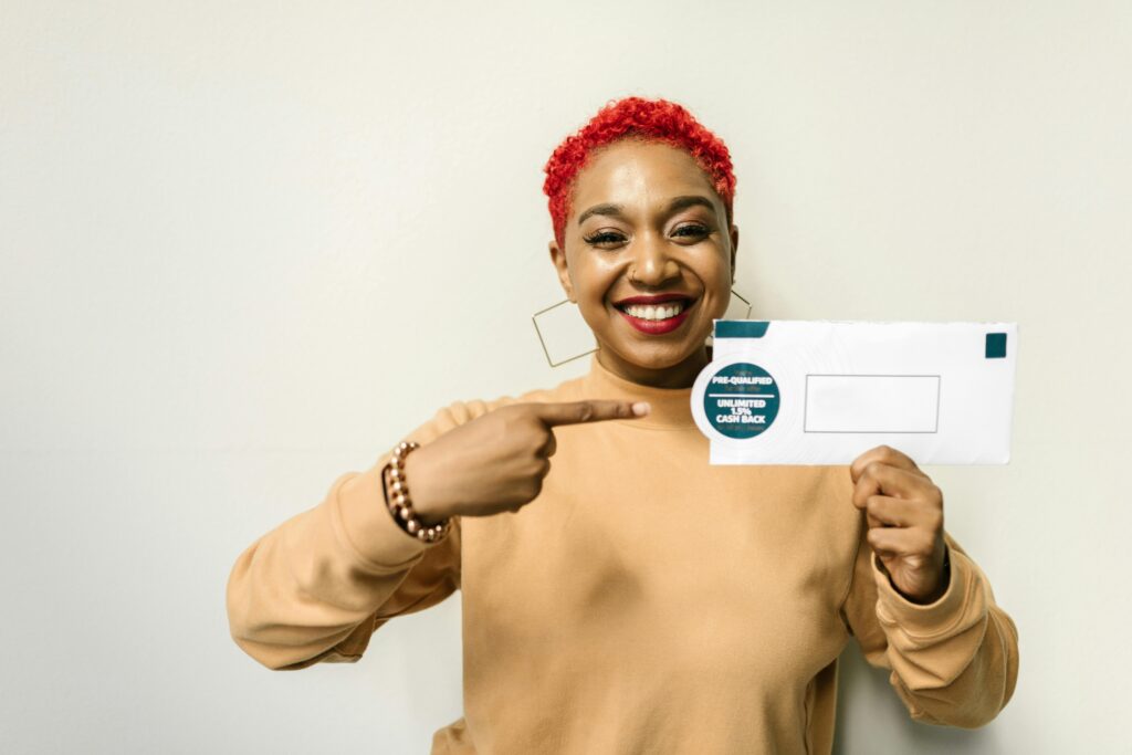 A Woman Holding an Envelope